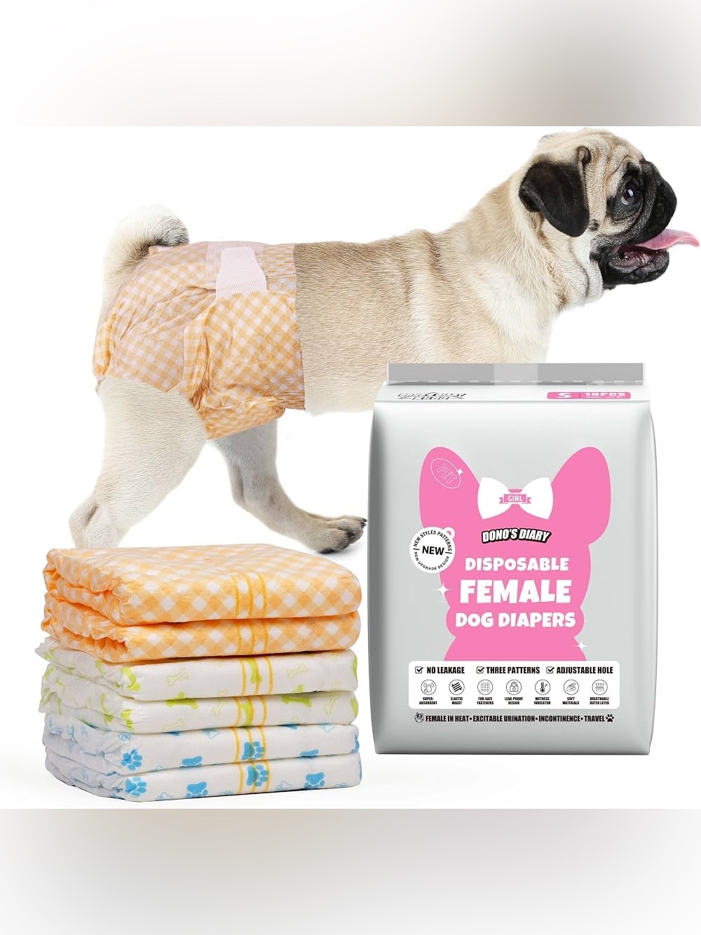 Female Dog Diapers Size S Disposable 20Pk
